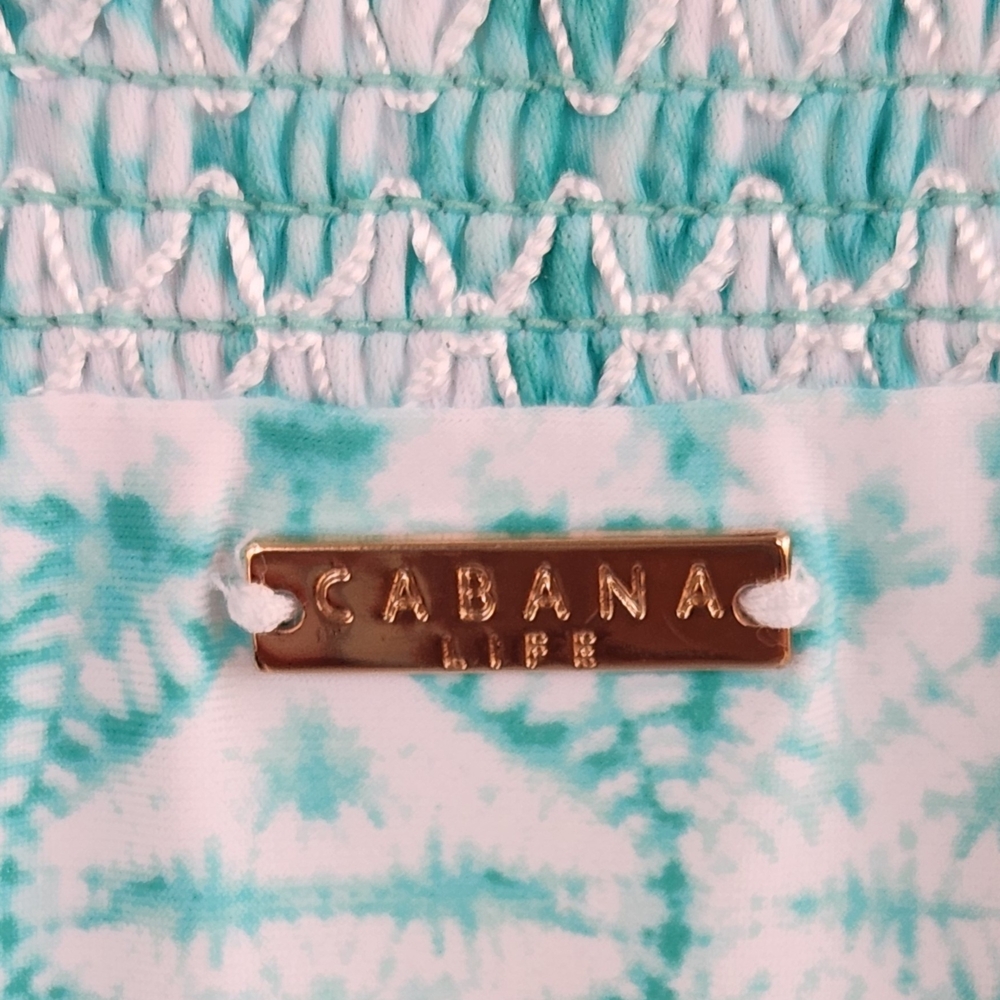 Cabana Life Off-Shoulder Turquoise Tile Print Cover-Up Dress with Tassels - Picture 9 of 10